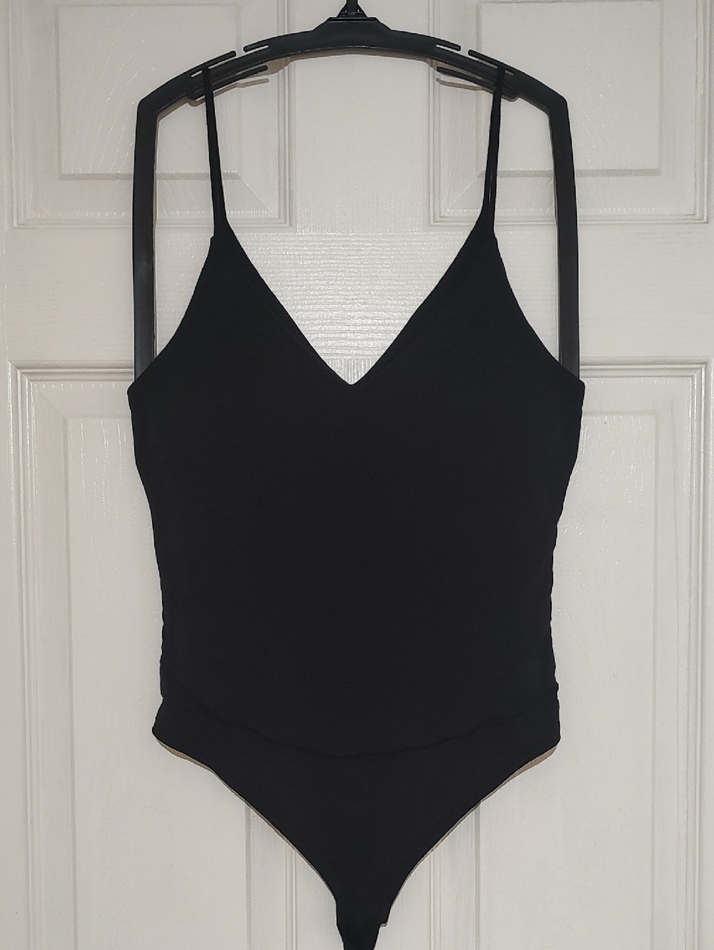 Black V-Neck Spaghetti Strap Bodysuit